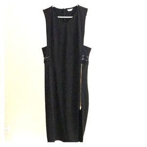 Black cocktail dress lace and zipper detail